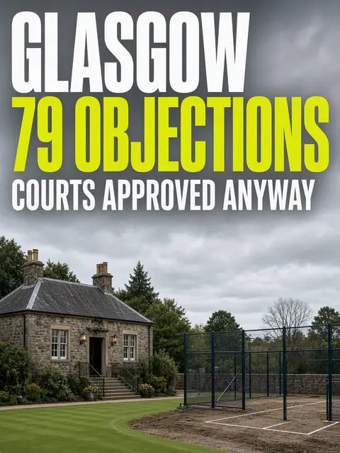 Off The Glass graphic: Glasgow, 79 objections, courts approved anyway, over a bowling green and new court