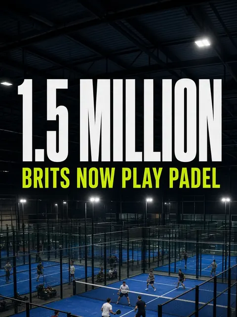 Off The Glass graphic: 1.5 million Brits now play padel, over floodlit courts