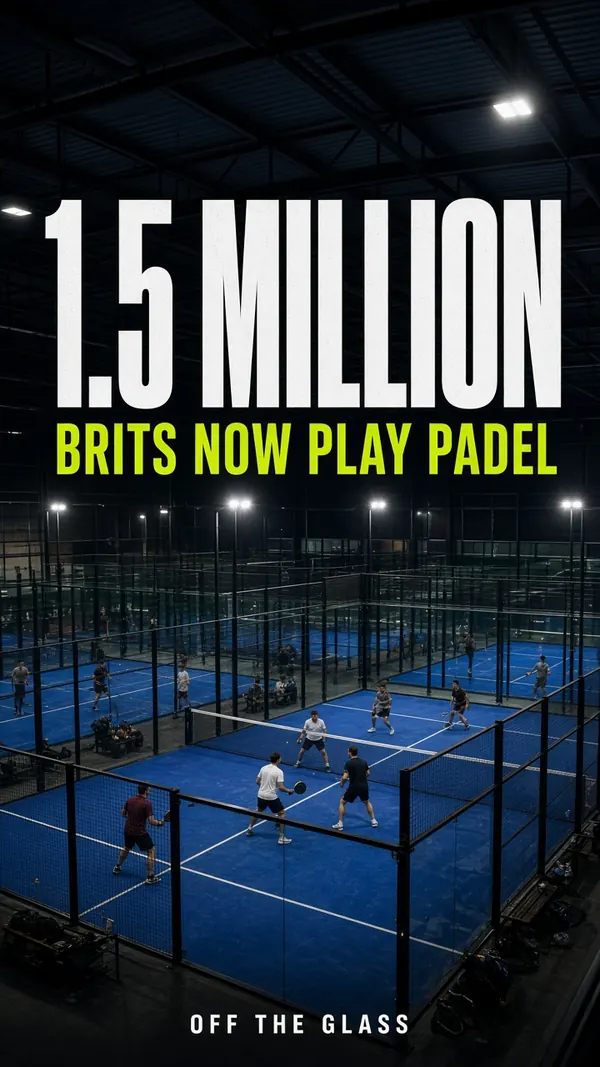 Off The Glass graphic: 1.5 million Brits now play padel, over floodlit courts